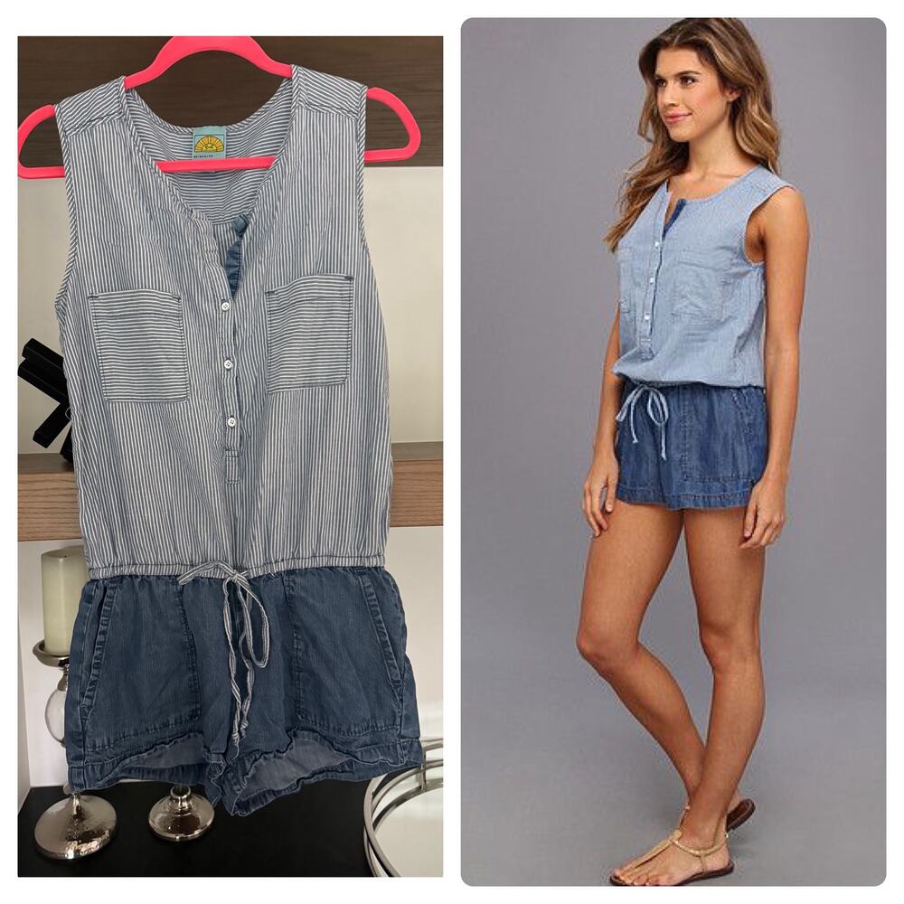 CC California Mixed Chambray Romper